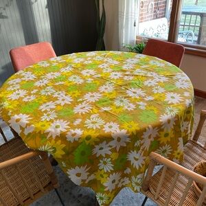 Floral Tablecloth in Green and Yellow